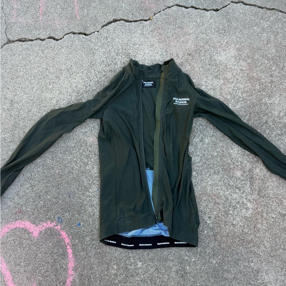 Pas Normal Studios Green Cycling Jersey Long Sleeve